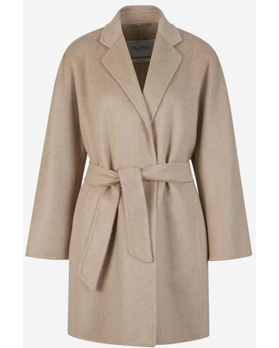 Max Mara Belt Cashmere Coat - Natural