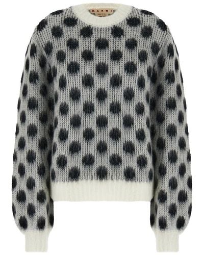 Marni Brushed Mohair Sweater With Polka Dots - Black
