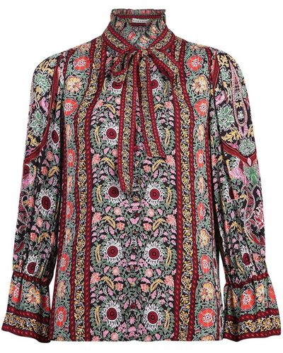 Alice + Olivia Reilly Flower Pot-print Blouse - Red