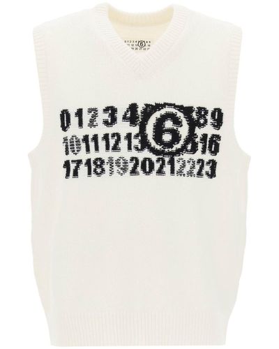 MM6 by Maison Martin Margiela Vest With Jacquard Numeric Logo - Black