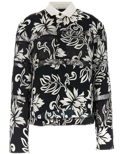Sacai Floral Print Shirt, Blouse - Black