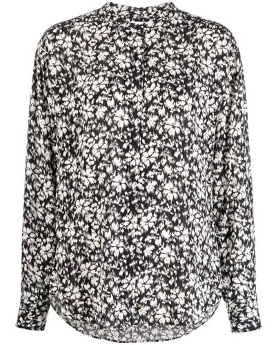 Isabel Marant Floral-print Round-neck Shirt - Black