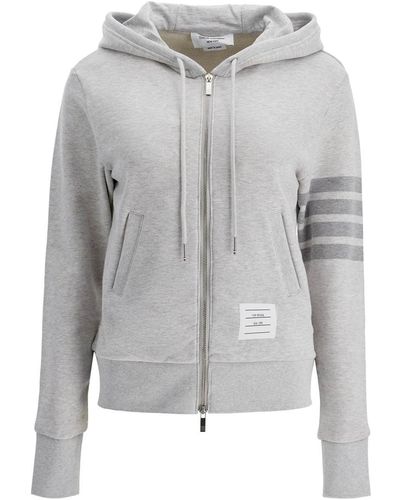 Thom Browne 4-Bar Hoodie With Zipper And - Grey