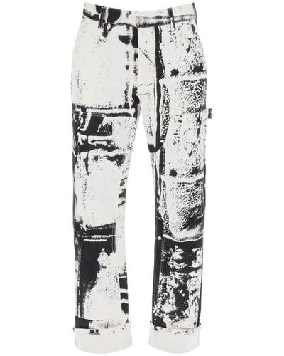 Alexander McQueen Fold Print Workwear Jeans - White