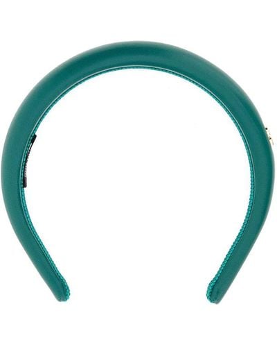 Miu Miu Emerald Green Leather Headband - Blue