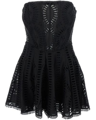 Charo Ruiz 'Zannick' Mini Dress With Flower Lace Embroidery Woma - Black
