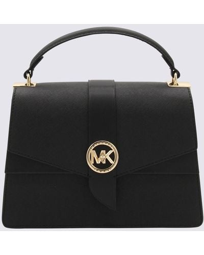 MICHAEL Michael Kors Black Leather Greenwich Medium Top Handle Bag