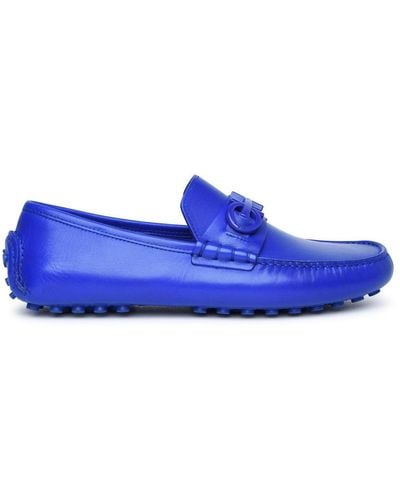 Ferragamo 'graceful' Blue Leather Loafers