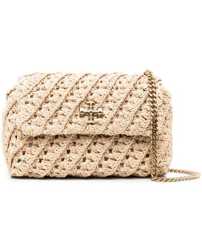 Tory Burch Kira Convertible Shoulder Bag In Natural Crochet