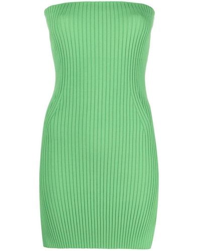 Nanushka Brynn Ribbed-knit Strapless Top - Green