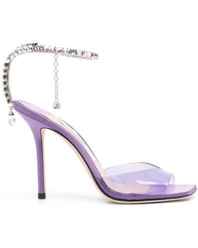 Jimmy Choo Saeda 100 Crystal Chain Embellishment Sandals - Pink