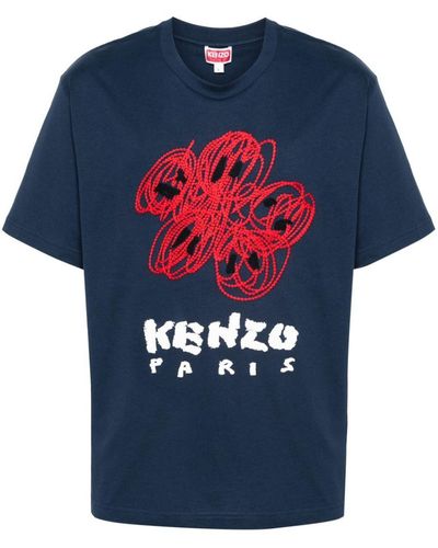 KENZO Drawn Varsity T-Shirt - Blue