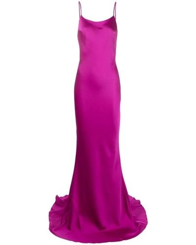 ANDAMANE Satin Long Slip Dress - Purple
