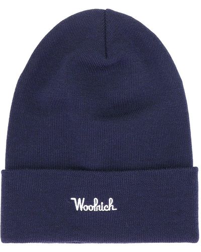 Woolrich Embroidered Beanie - Blue