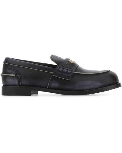 Miu Miu Logo-plaque Leather Loafers - Black