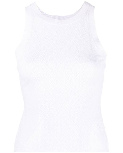 MSGM Pointelle Knitted Tank Top - White