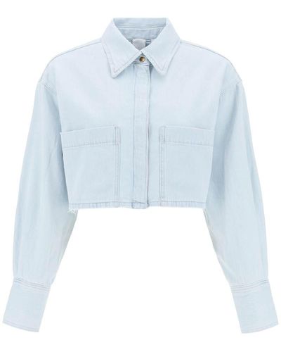 Pinko Pergusa Cropped Denim Shirt - Blue