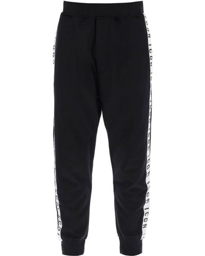 DSquared² Dan Sweatpants With Icon Bands - Black