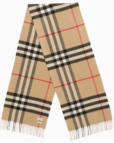 Burberry Scarf With Check Motif - Natural