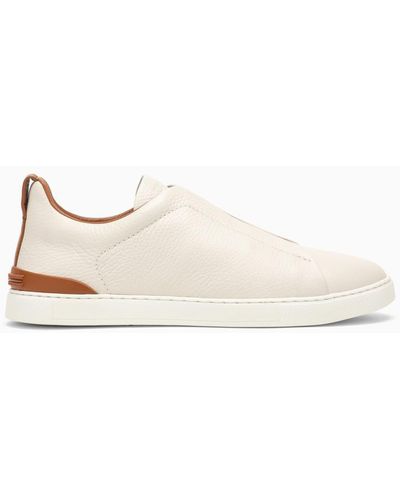 Zegna White Triple Stitch Trainers