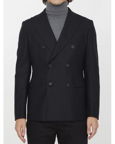 Tonello Double-breasted Jacket In Wool - Blue