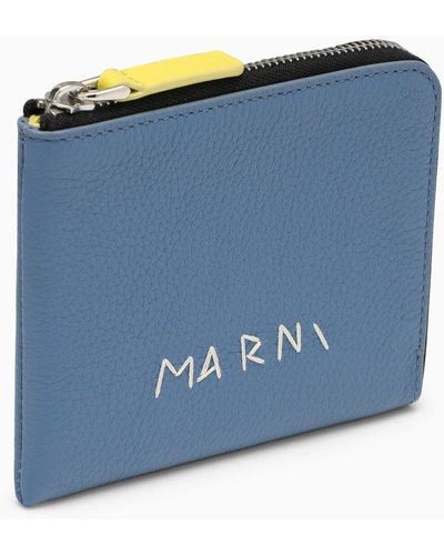Marni Light Zipped Wallet With Logo - Blue