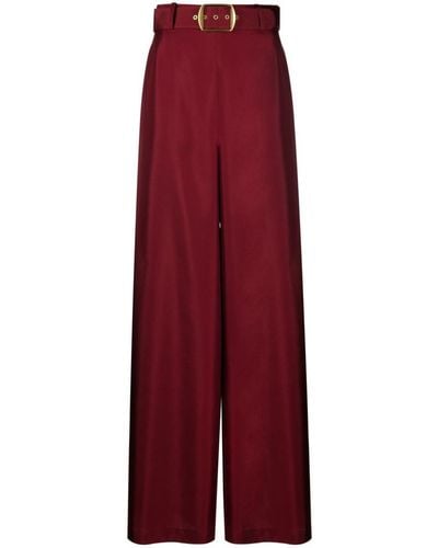 Zimmermann Belted Silk Wide-leg Pants - Red
