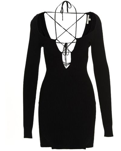 Nensi Dojaka Deep Neckline Minidress - Black