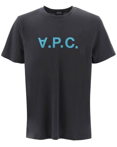 A.P.C. Flocked Vpc Logo T Shirt - Black