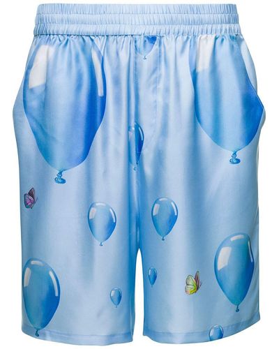 3.PARADIS Light-blue Shorts With Balloon Print All-over In Polyester Man
