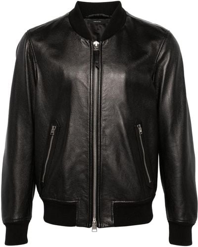 Tom Ford Leather Bomber Jacket - Black