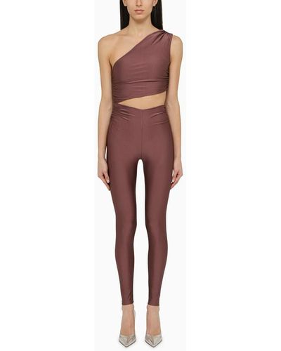 ANDAMANE Asymmetrical Close-fitting Jumpsuit In Mauve - Red