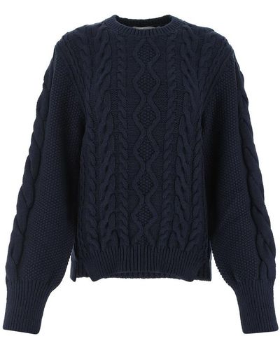 Stella McCartney Aran Stitch Cropped Sweater - Blue