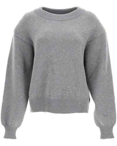 Magda Butrym Crewneck Sweater With Padded Shoulders - Grey