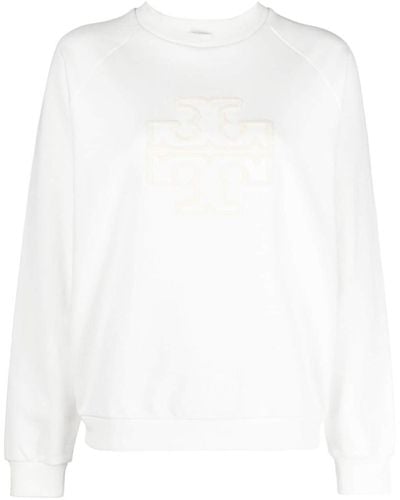 Tory Burch Logo Sponged Cotton Sweatshirt - White