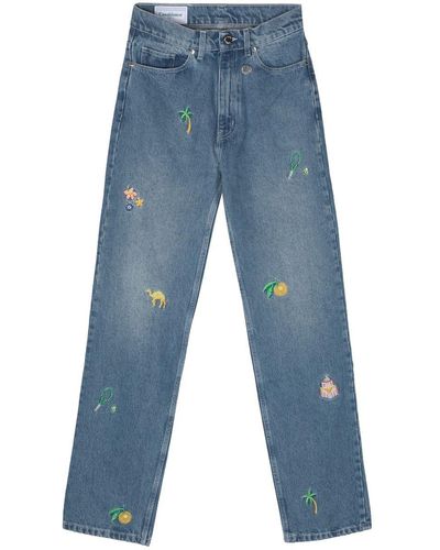 Casablanca Straight Jeans With Embroidery - Blue