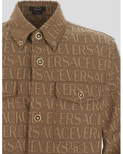 Versace All Over Logo Shirt - Brown