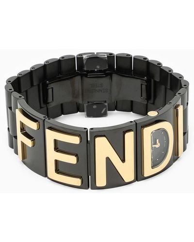 Fendi Watch With Gold Logo Lettering - Black