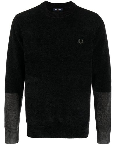 Fred Perry Chenille Colorblock Sweater - Black