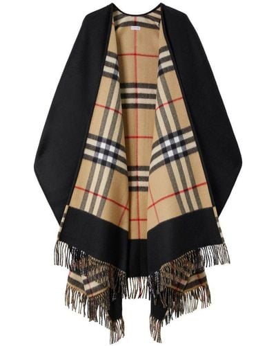 Burberry Wool And Cashmere Blend Reversible Cape - Black