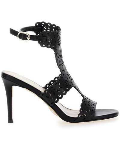 Twin Set High Sandals With Lace-Motif - Black