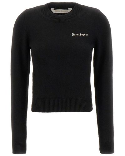 Palm Angels Logo-embroidered Sweater - Black