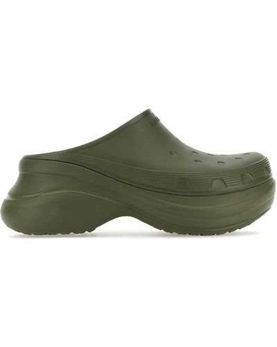 Balenciaga Khaki Crocs Edition Mules - Green