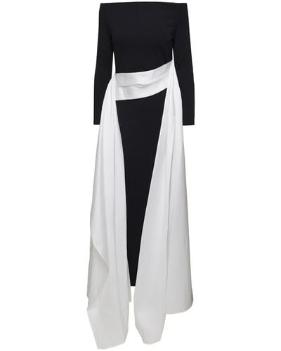 Solace London And Long Dress With Train - Black