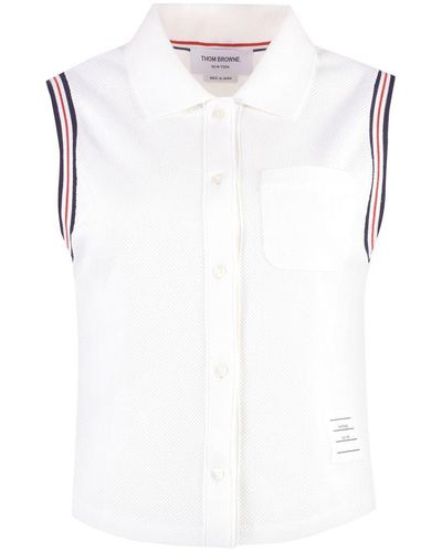 Thom Browne Sleeveless Polo Shirt - White