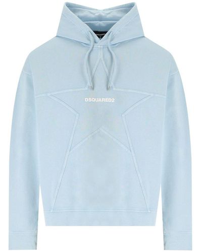 DSquared² Relaxed Fit Light Hoodie - Blue