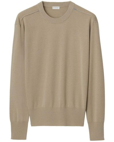 Burberry Crew-neck Wool Sweater - Natural