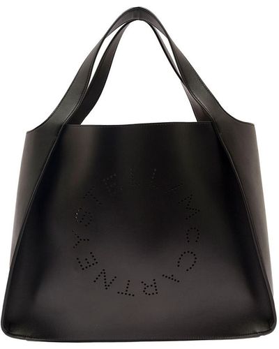Stella McCartney Tote Bag With Perforated Logo - Black