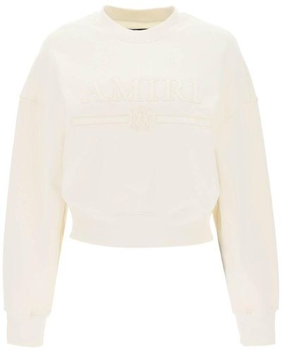 Amiri Crew Neck Sweatshirt With Logo Patch - White