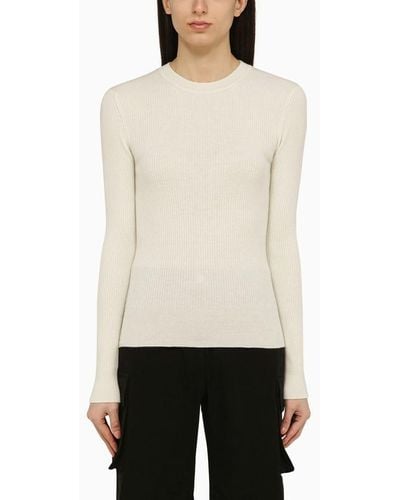Canada Goose White Rib Knitted Jumper In Wool